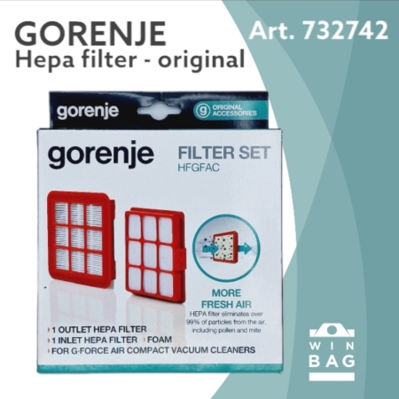 Комплет филтер за Gorenje 732742 - VC1901 - G-Force Air Compact правосмукалка 19 Комплет филтер за правосмукалка Gorenje 732742/VC1901/VC1701/G-Force Air Compact.