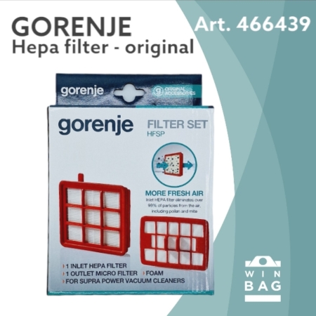 Комплет филтер за правосмукалки Gorenje 466439 - VC2102BCYIV - VCE03SPRCY 20 Комплет филтер за правосмукалки Gorenje 466439/VC2102BCYIV/VCE03SPRCY.